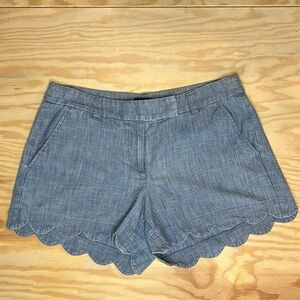 J.Crew Chambray Shorts - Scalloped Hem | Size 4 |Lightweight & Feminine